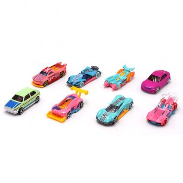 FT0726589 Набор Die Cast машинок 8 шт. в портативном розовом кейсе Funky Toys